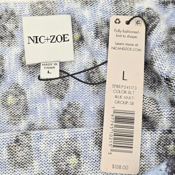 Nic Zoe Pebble Blues Knit Sweater Top Womens Size Large Leopard Fall Winter Soft - Picture 4 of 8